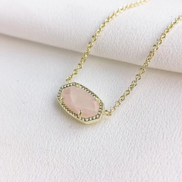 Elisa 14k Gold Pendant Necklace in Rose Quartz - Image 2