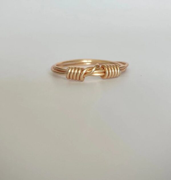 Gold and Silver Wire Wrapped Ring, Dainty Wire Wrapped Ring, Simple and Elegant Stacking Ring - Image 2